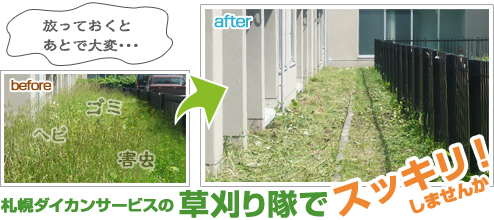 札幌ダイカンサービスの草刈り隊でスッキリしませんか